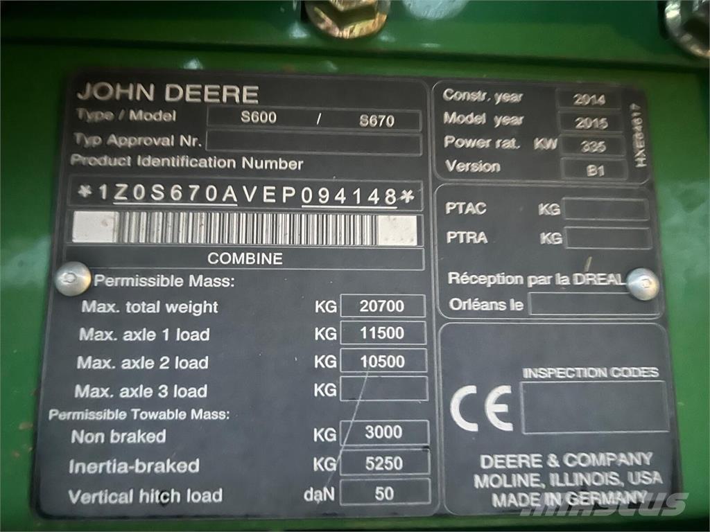John Deere S670i حصادات