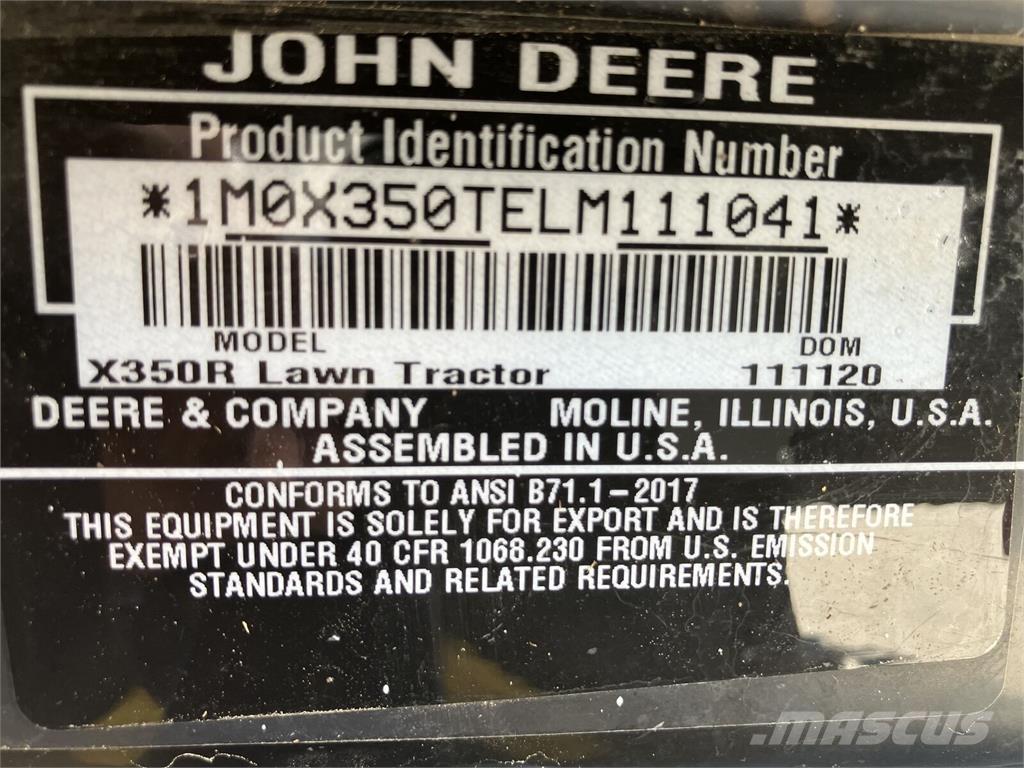 John Deere X 350R ماكينات أخرى لتجهيز الأراضي