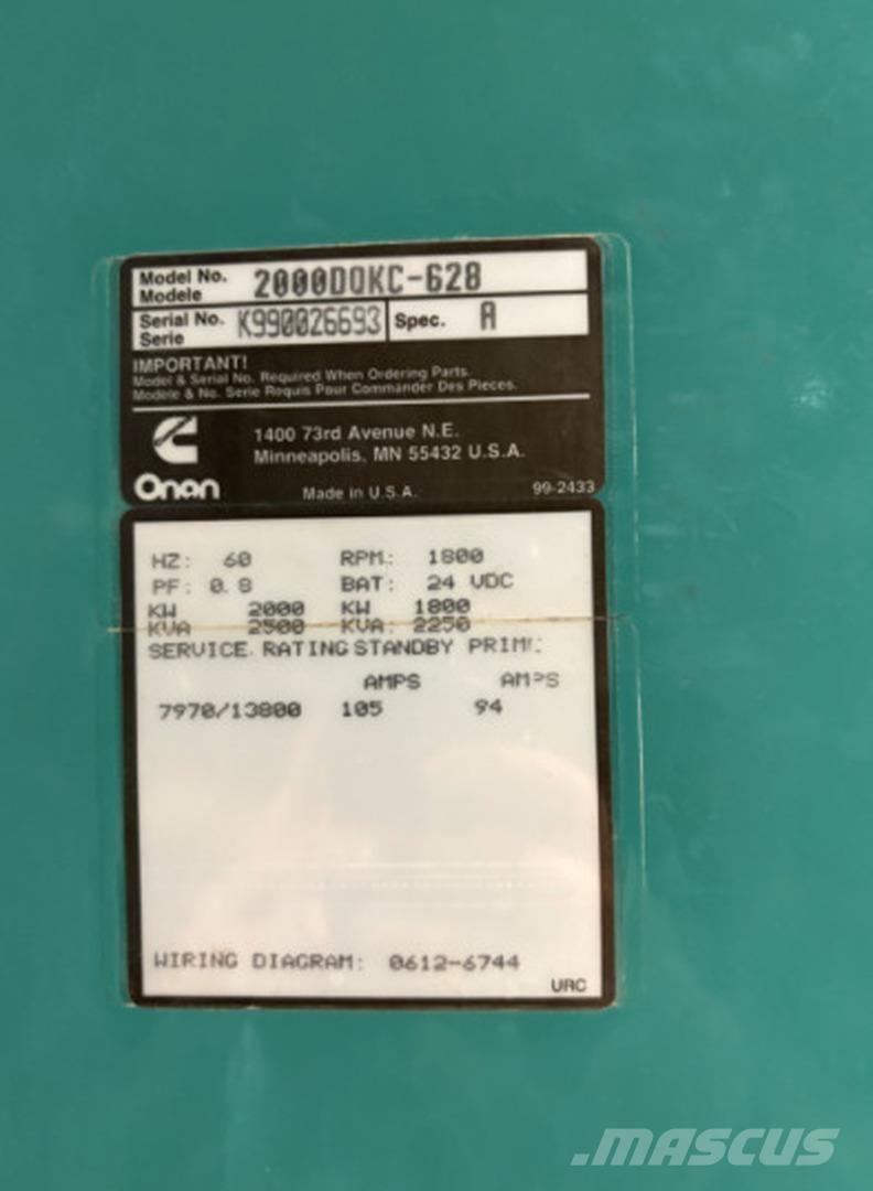 Cummins 2000DQKC-628 مولدات ديزل