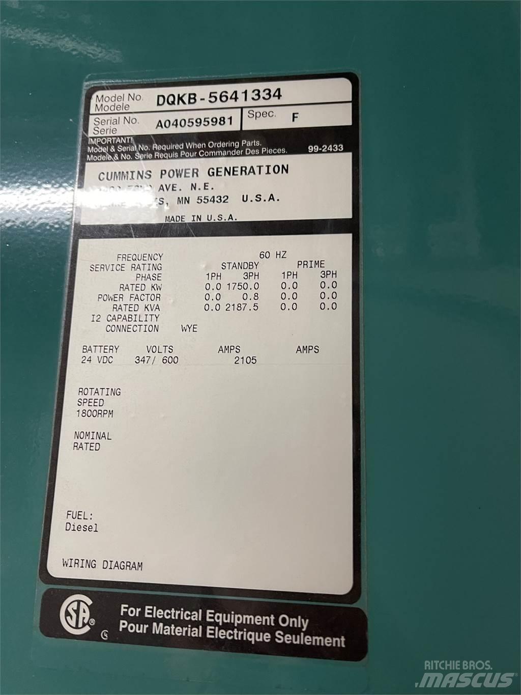 Cummins DQKB-5641334 مولدات ديزل