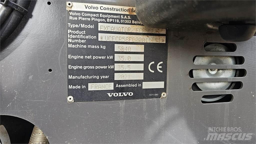 Volvo ECR 58 F حفارات صغيرة أقل من 7 طن (حفارات صغيرة)