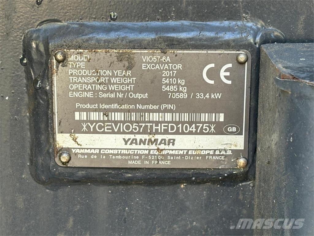 Yanmar VIO 57-6A حفارات صغيرة أقل من 7 طن (حفارات صغيرة)