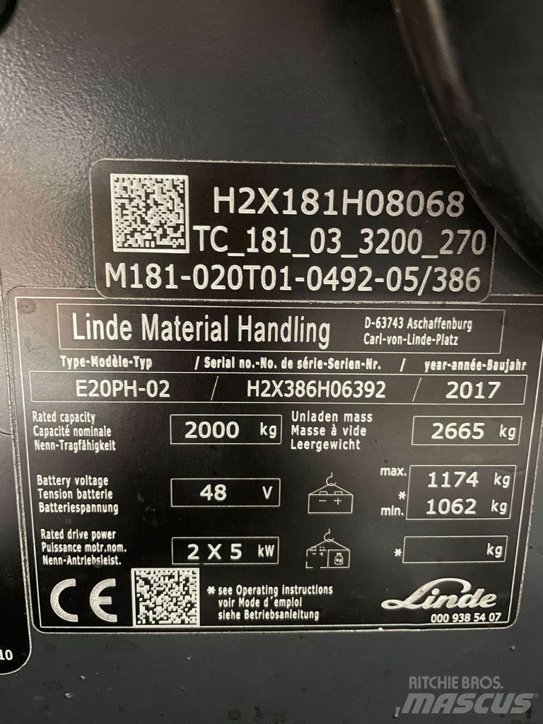 Linde E20PH-02-386 شاحنات ذات رافعات شوكية تعمل بالكهرباء