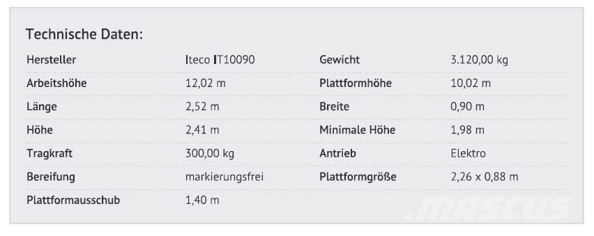 Iteco IT10090 رافعات مقصية الشكل