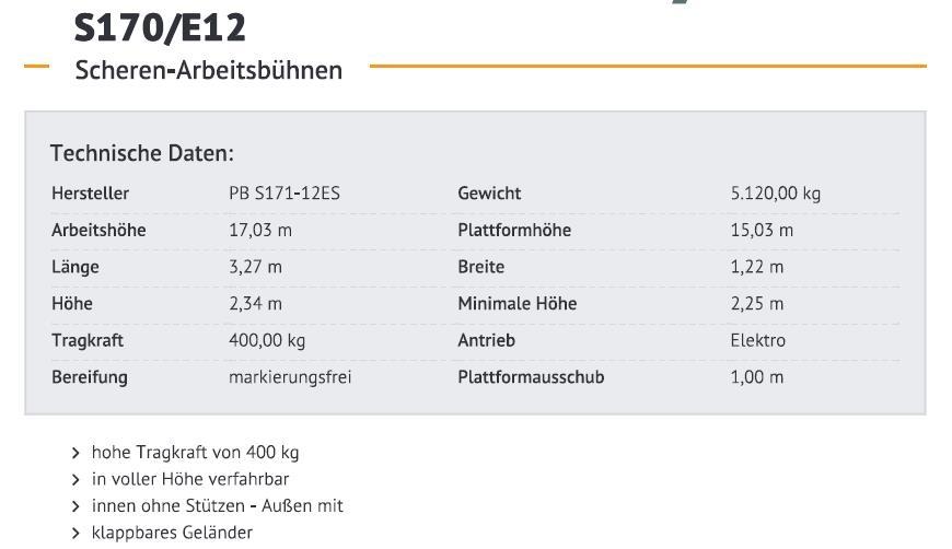 PB S171-12ES رافعات مقصية الشكل