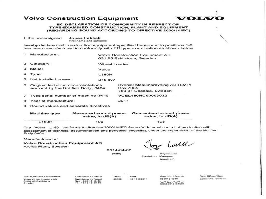 Volvo L180H لوادر بعجل