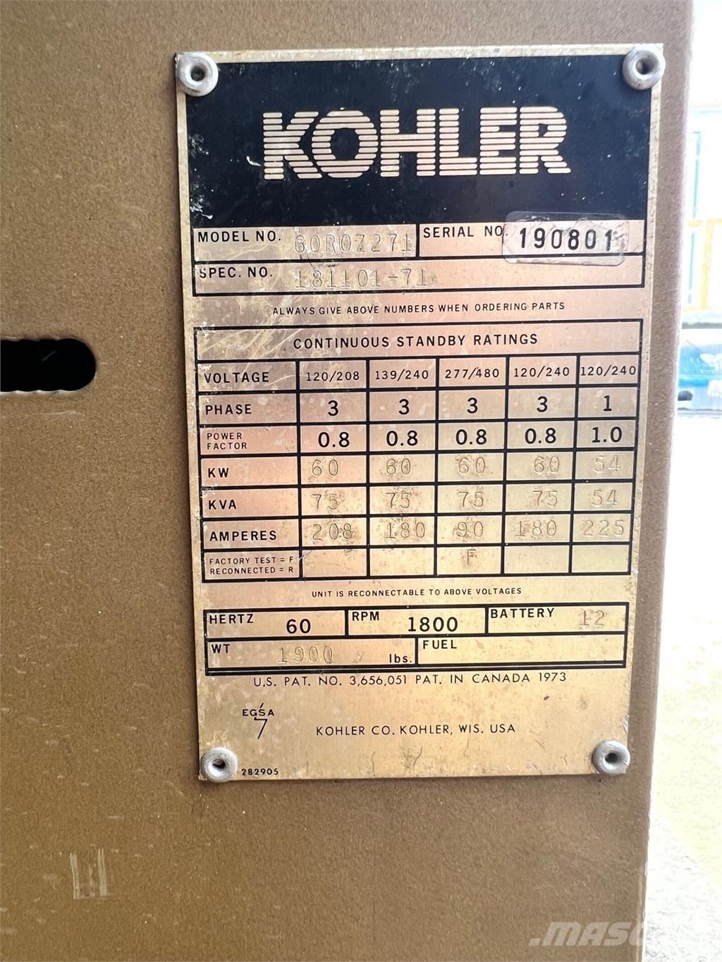 Kohler 60kW مولدات ديزل