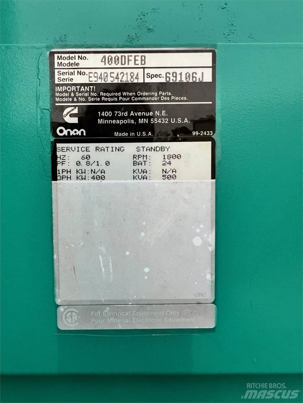 Onan 400kW مولدات أخرى