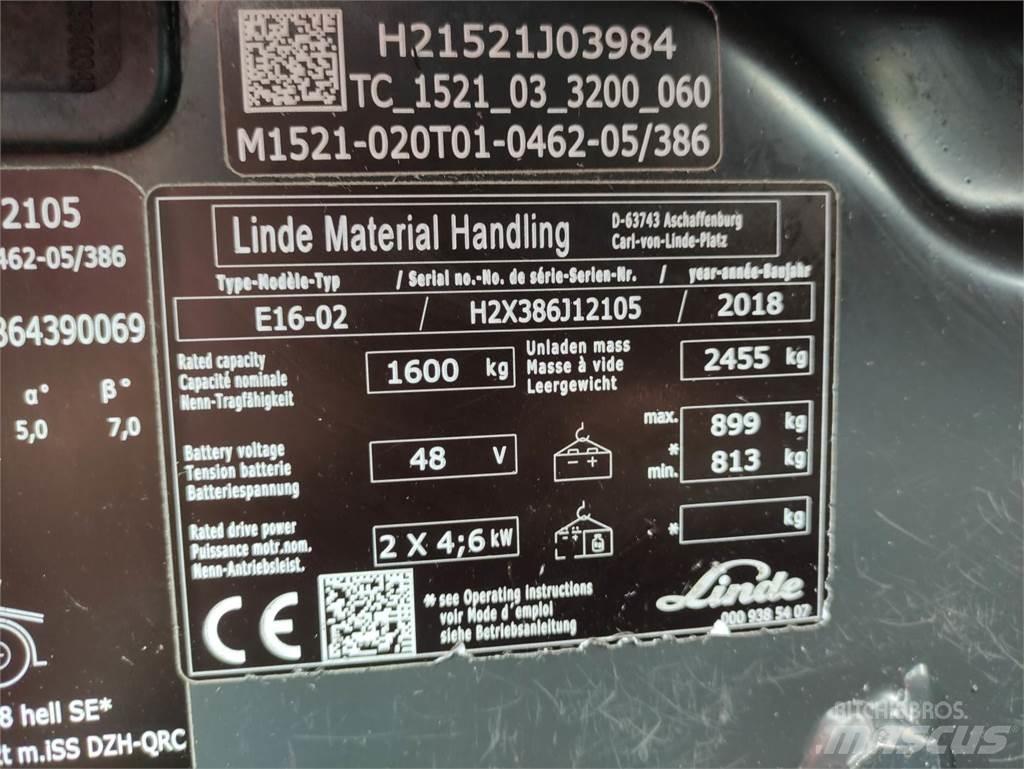 Linde E16-02-386-EVO شاحنات ذات رافعات شوكية تعمل بالكهرباء
