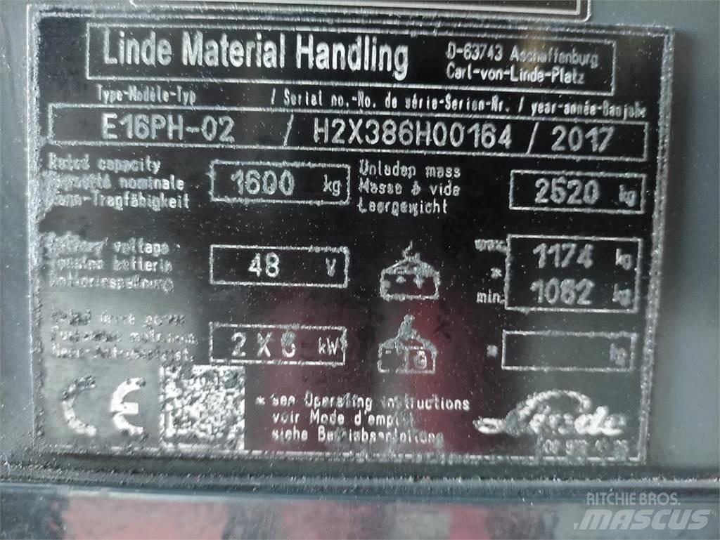 Linde E16PH-02-386 EVO شاحنات ذات رافعات شوكية تعمل بالكهرباء