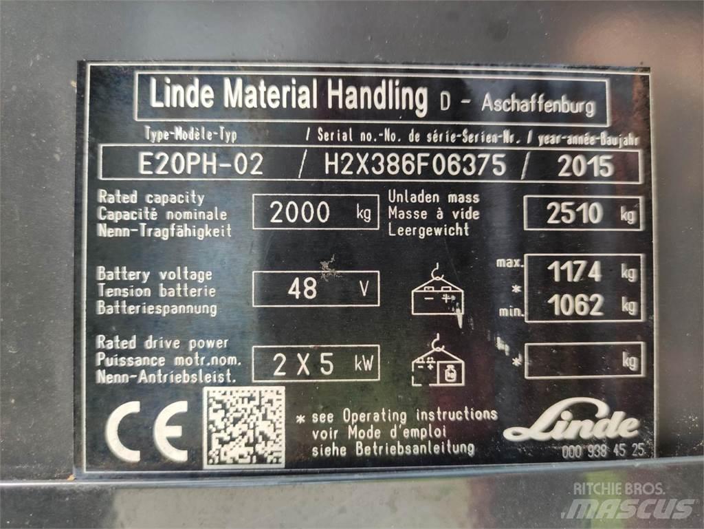Linde E20-PH-02 شاحنات ذات رافعات شوكية تعمل بالكهرباء