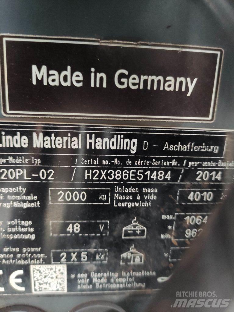 Linde E20PL-02-386 EVO شاحنات ذات رافعات شوكية تعمل بالكهرباء