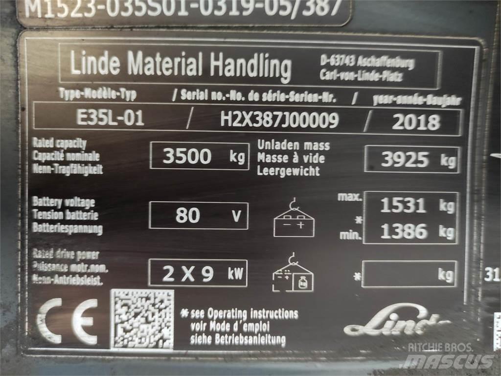 Linde E35L-01-387 شاحنات ذات رافعات شوكية تعمل بالكهرباء