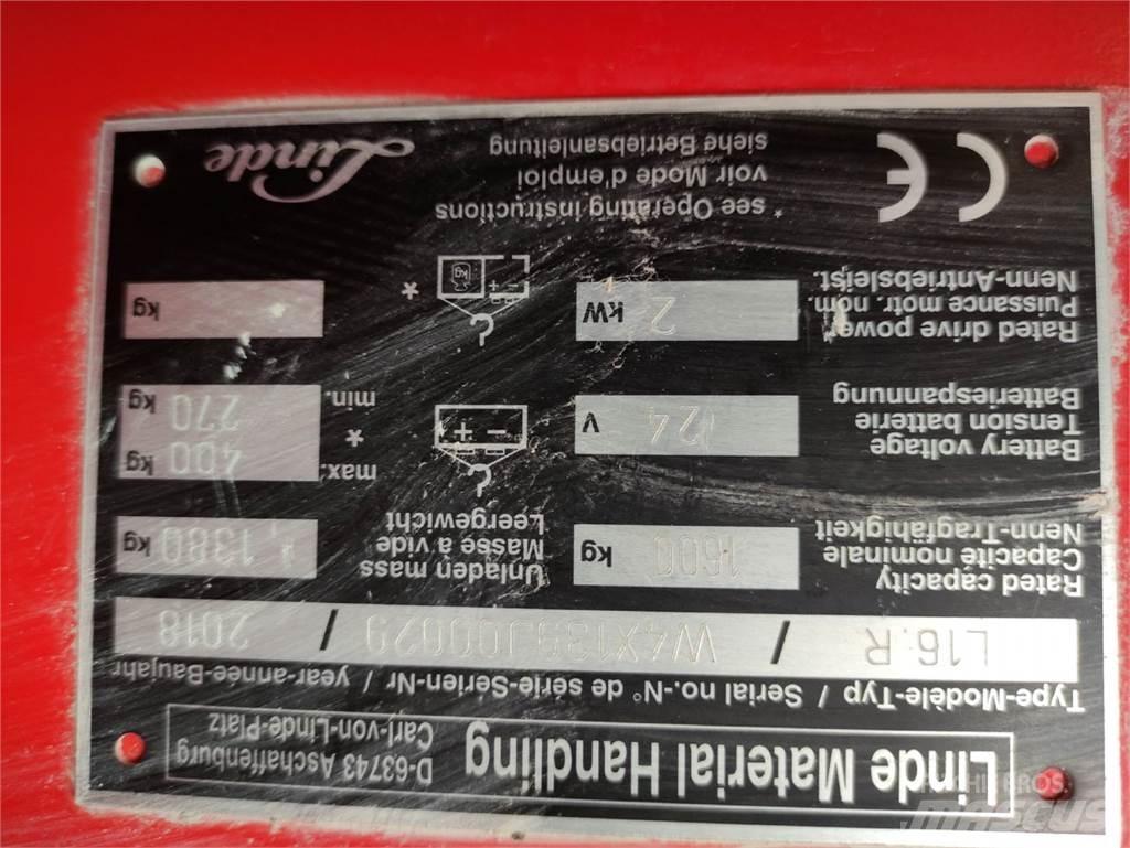 Linde L16 R معدات التكديس الجوالة
