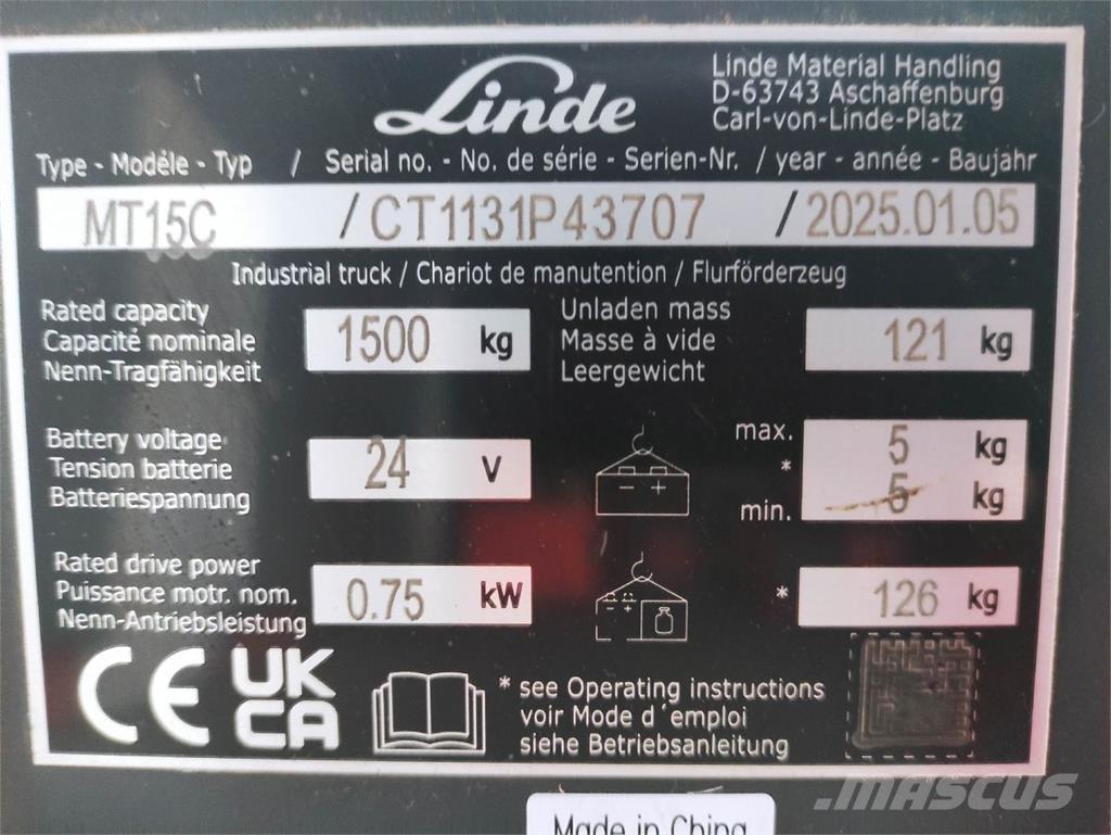 Linde MT15C معدات الرفع منخفض المستوى